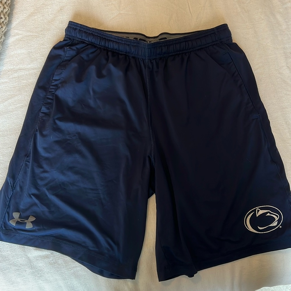 Large navy blue under amour Penn state shorts